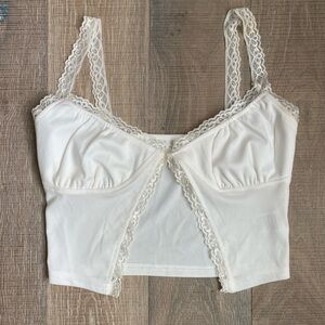 Elegant Ivory Lace Trim Camisole